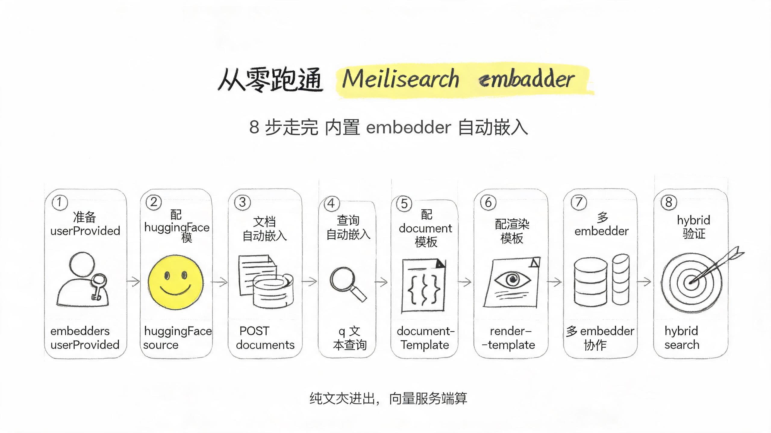 Meilisearch：从零跑通内置 embedder 自动嵌入的 8 个步骤