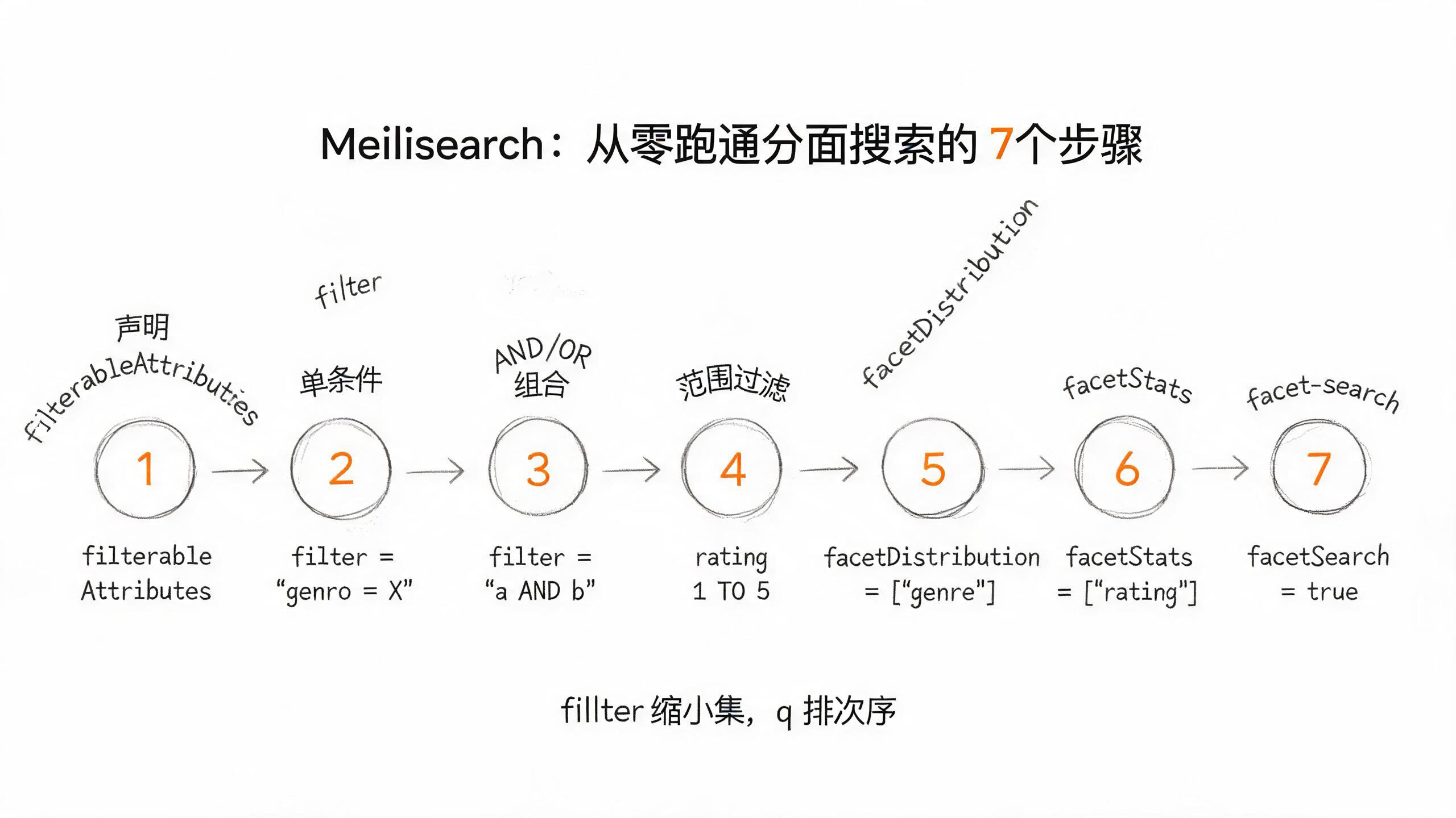 Meilisearch：从零跑通分面搜索与过滤的 7 个步骤