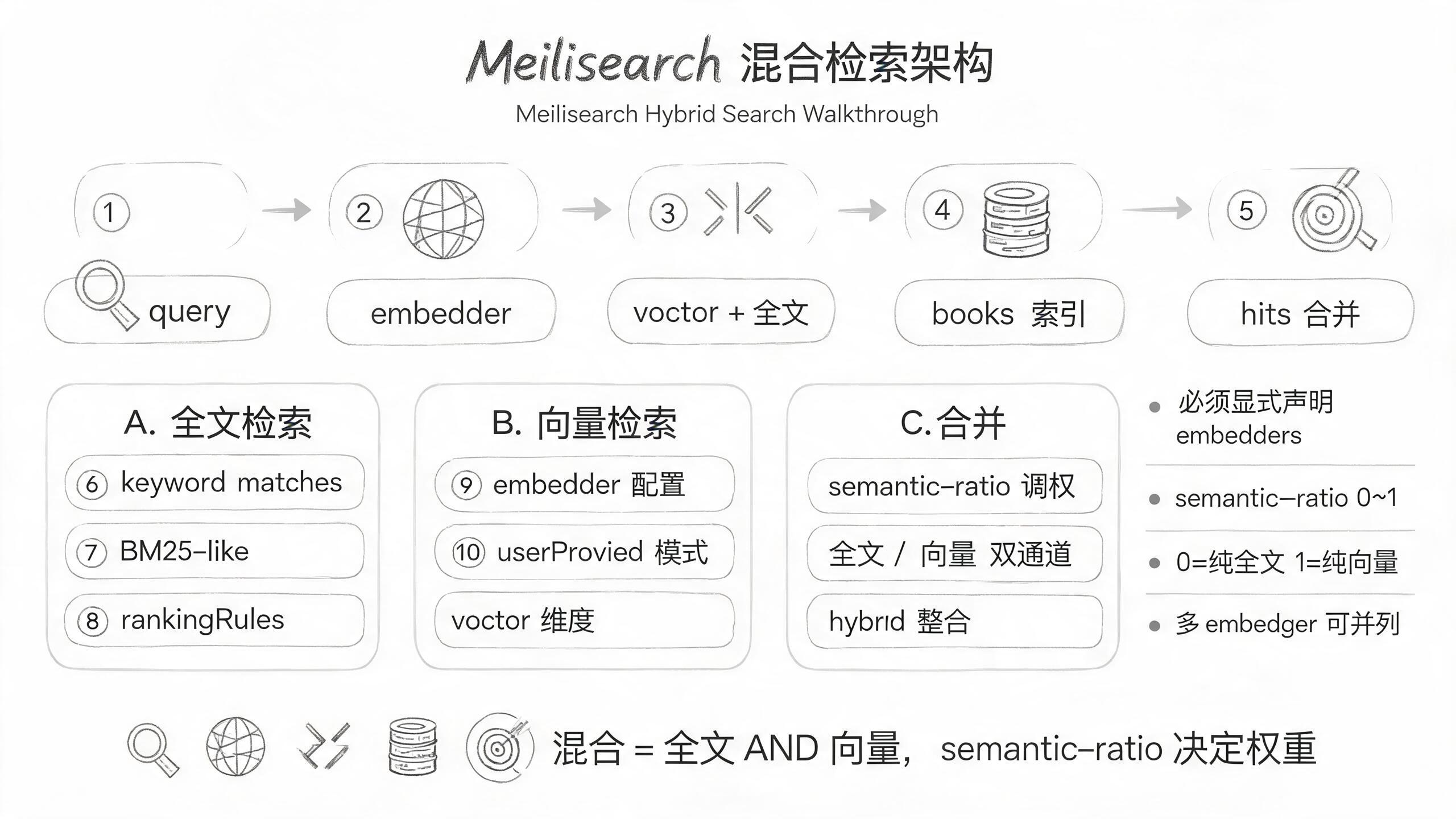 Meilisearch 混合检索调用链路架构图